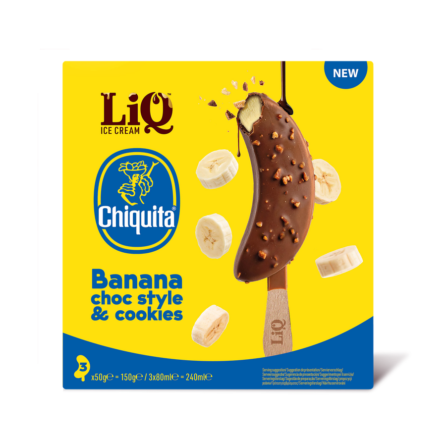 Gelato alla banana Chiquita gusto cioccolato e biscotti